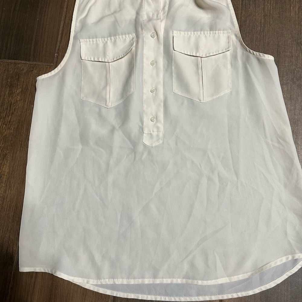J. Crew Ivory Sleeveless Button-Front Pocket Camisole